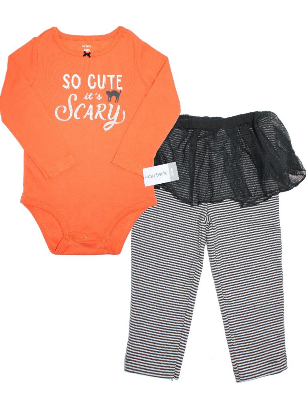 Carter’s Baby Girl’s 2pc Graphic Halloween Bodysuit & Tutu Tulle Pants Set 24m